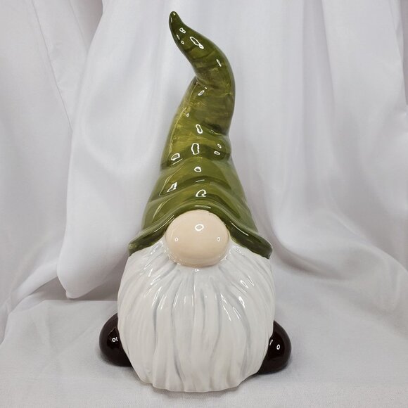 Ceramic Gnome Figurine With Green Hat 8.5" Tall - Picture 1 of 10